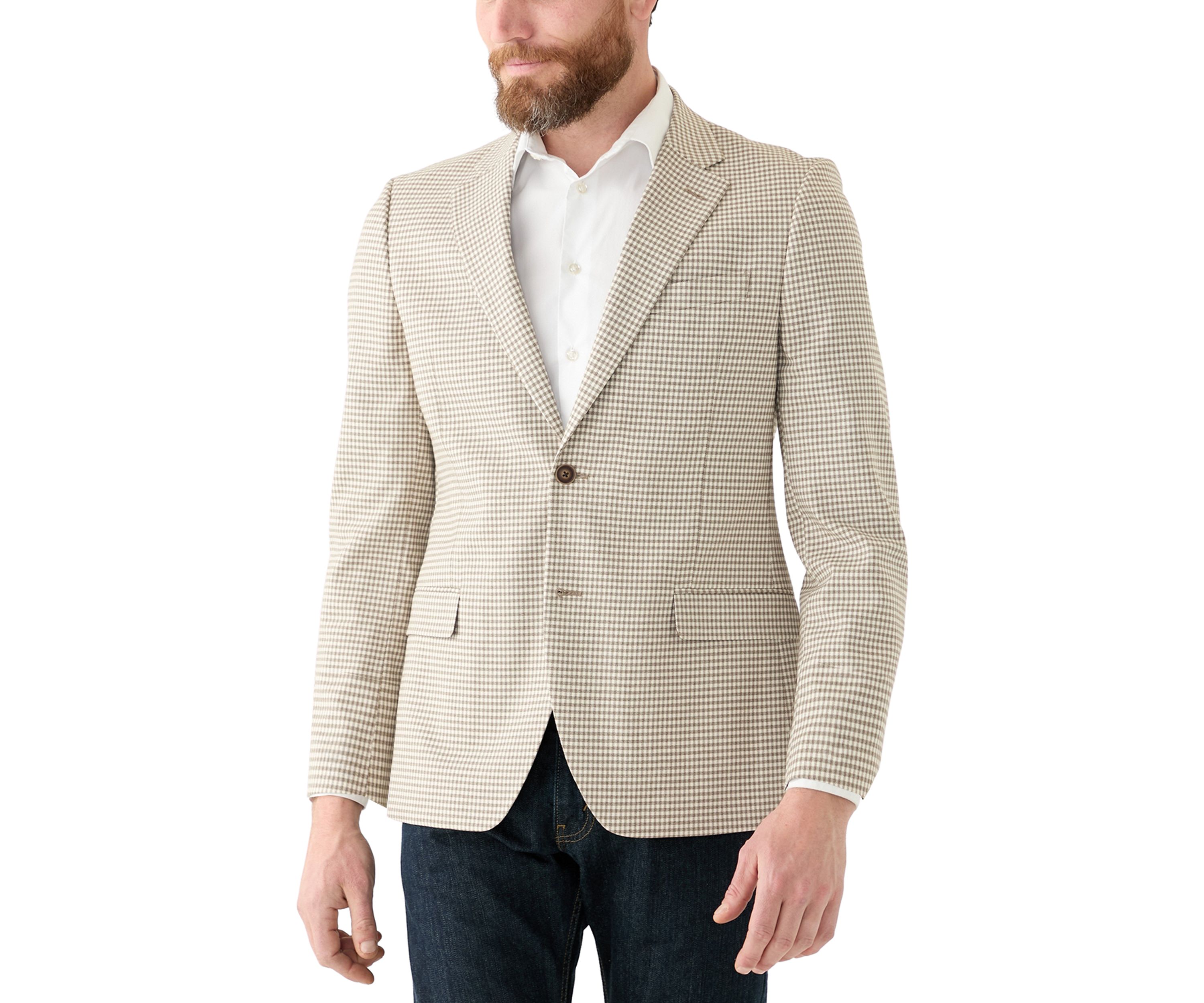 Tan Check Printed Sportcoat