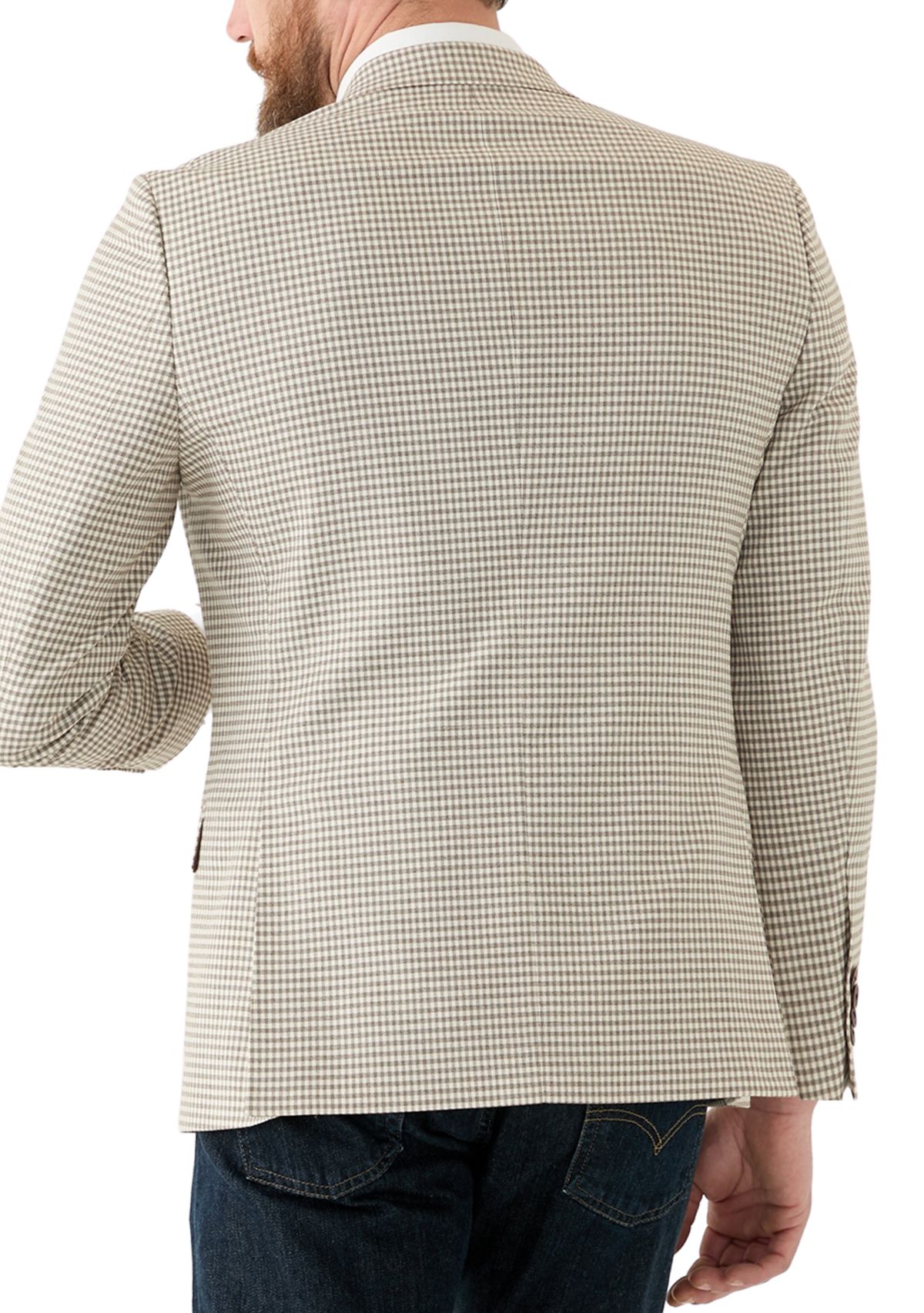 Tan Check Printed Sportcoat