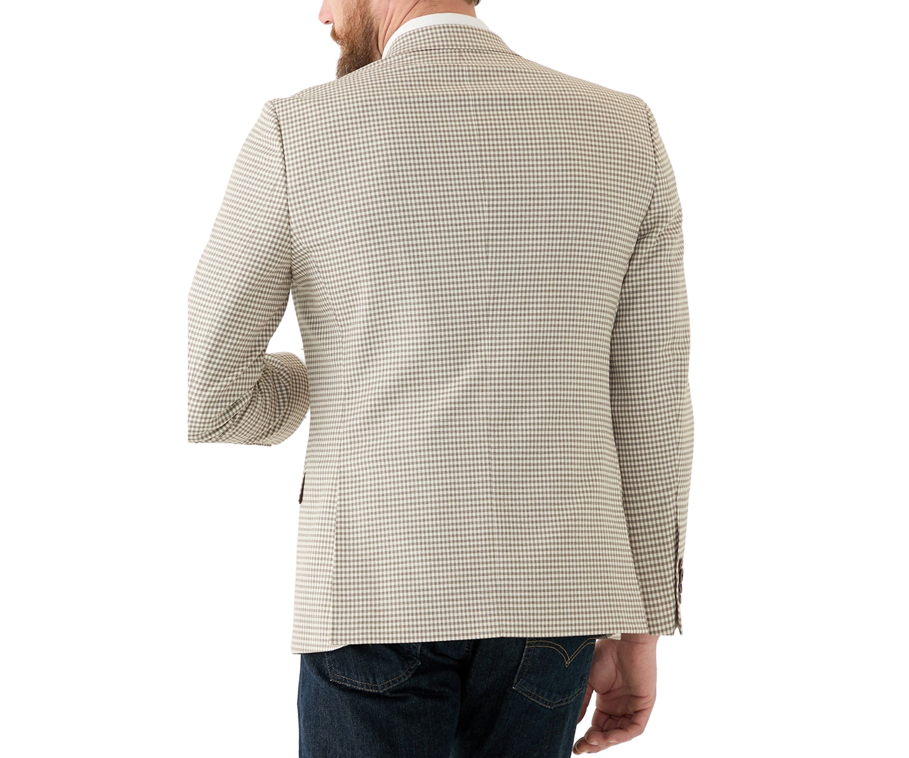 Tan Check Printed Sportcoat
