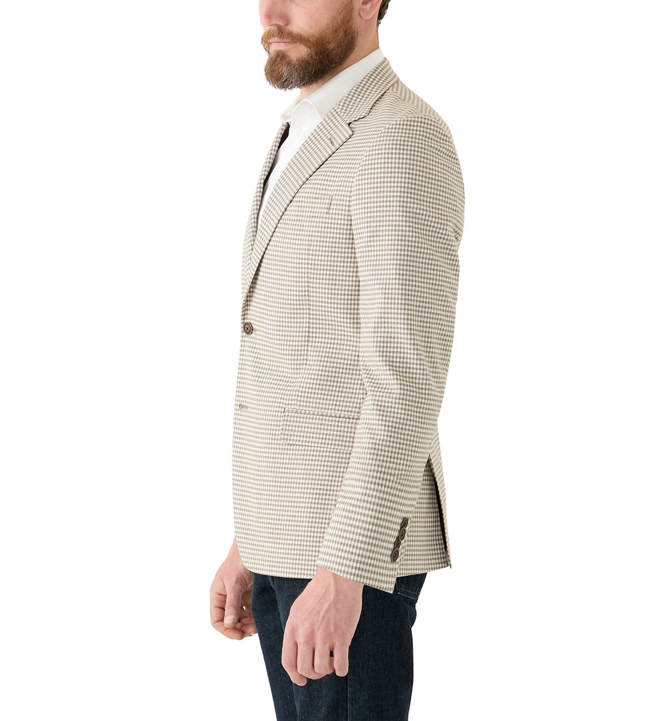 Tan Check Printed Sportcoat