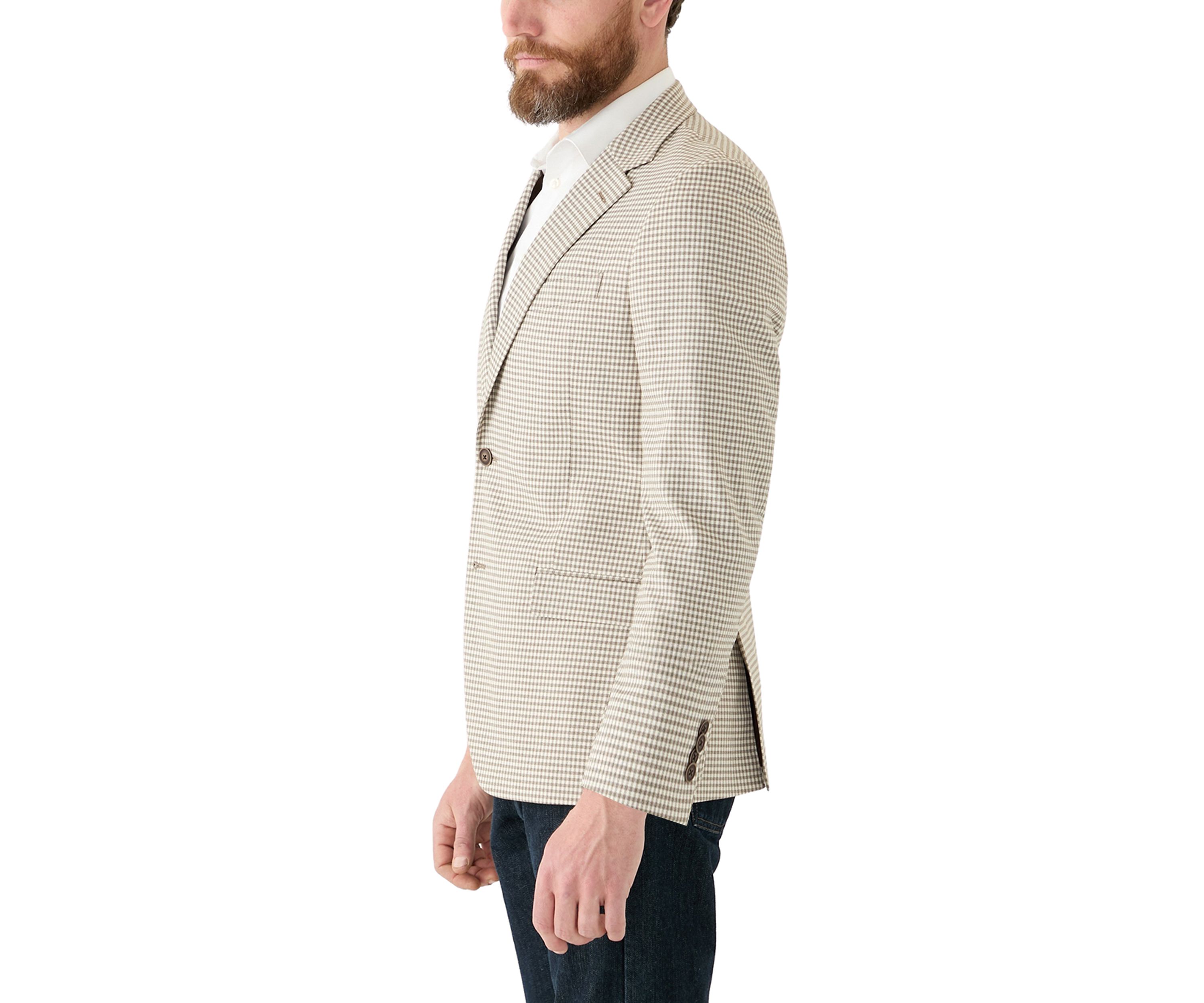Tan Check Printed Sportcoat