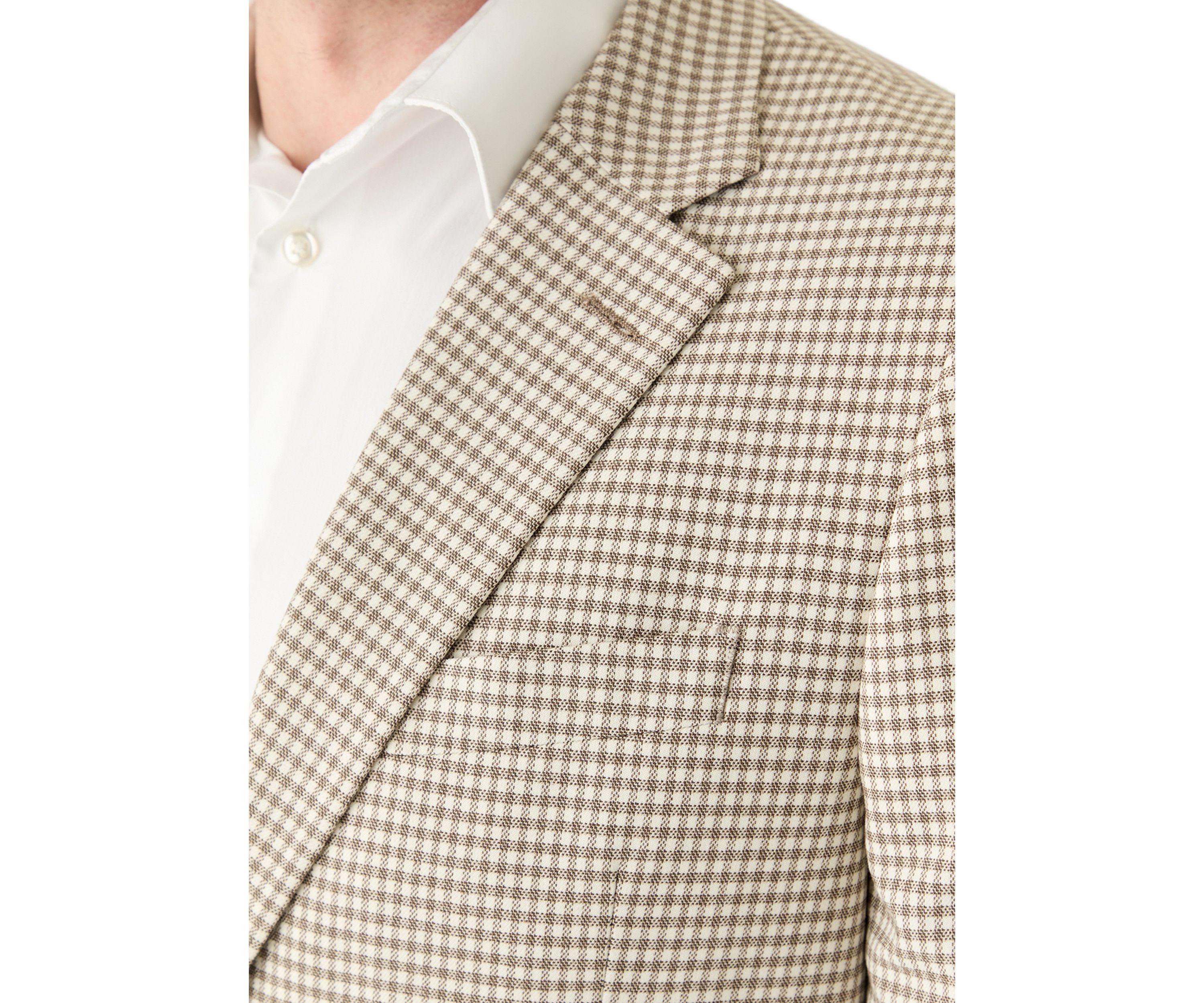 Tan Check Printed Sportcoat