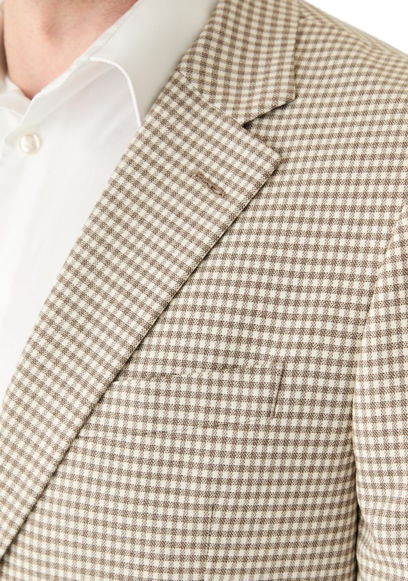 Tan Check Printed Sportcoat