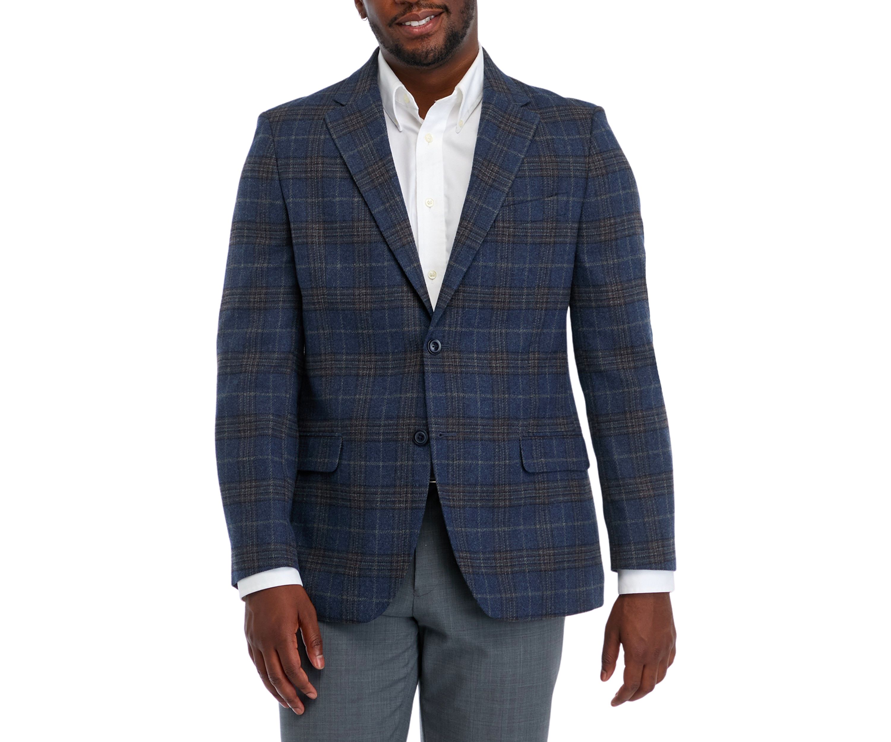 Blue Taupe Plaid Sport Coat 