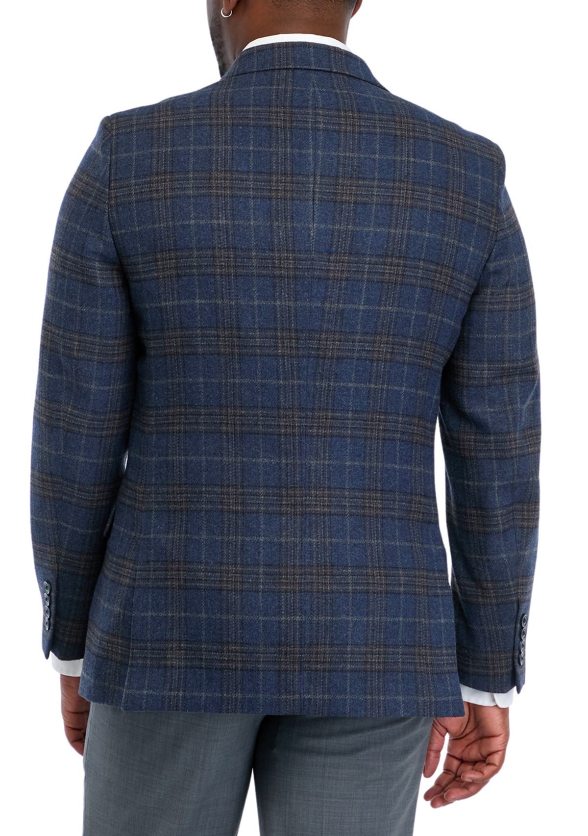 Blue Taupe Plaid Sport Coat 