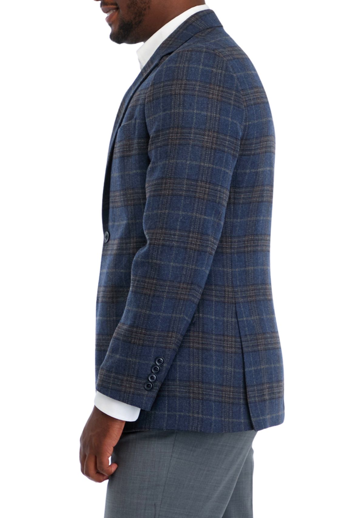 Blue Taupe Plaid Sport Coat 