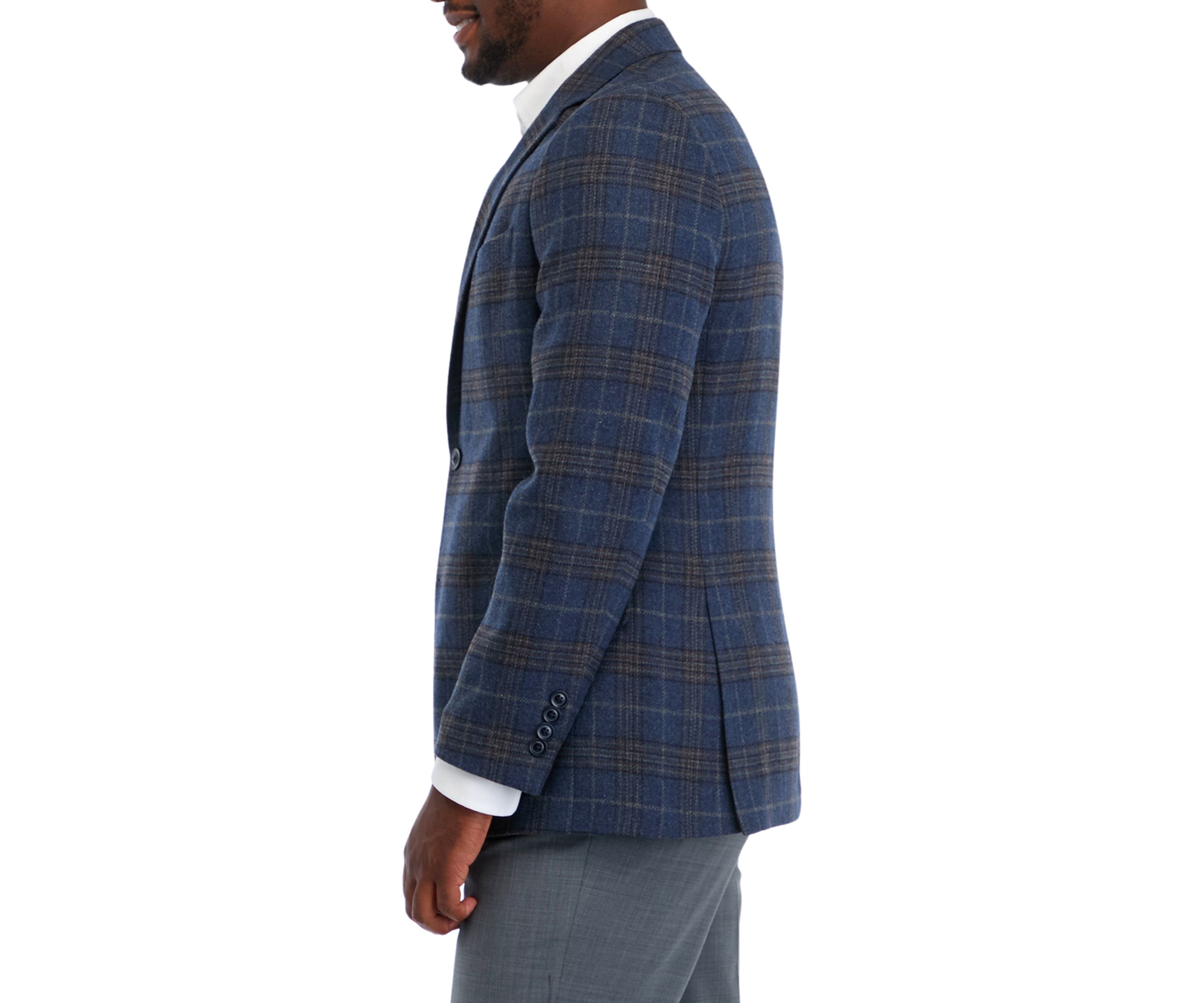 Blue Taupe Plaid Sport Coat 