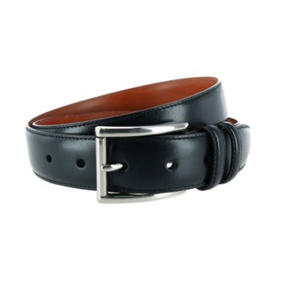 Trafalgar Men's Lorenzo 32mm Dropped Edge Leather Dress Belt, Black, 36