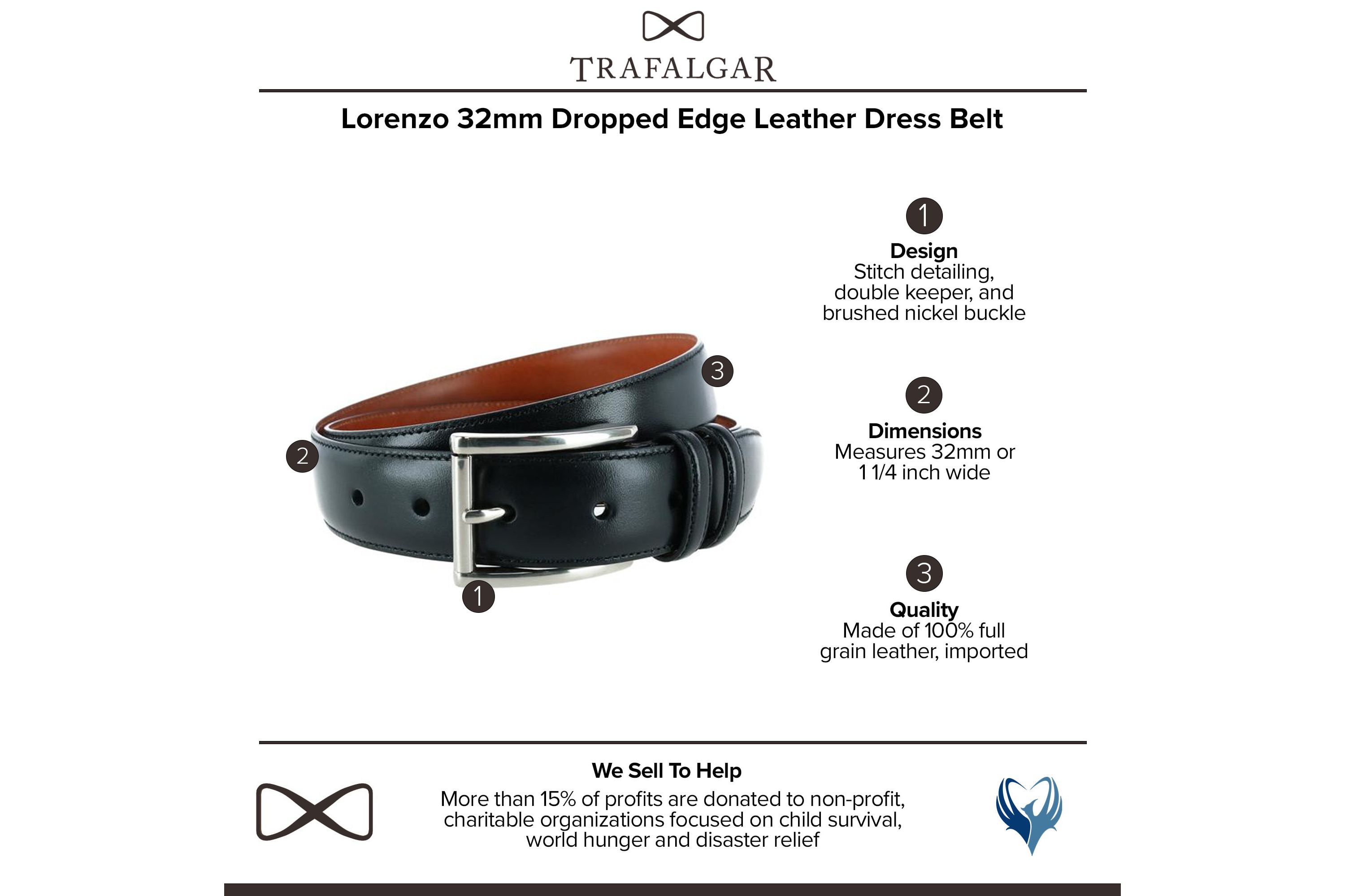 Lorenzo 32mm Dropped Edge Leather Dress Belt