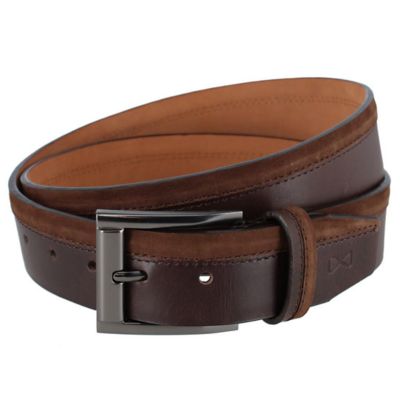 Trafalgar Men's Santiago Mixed Genuine Leather Stitched 38mm Casual Belt, Brown, 44