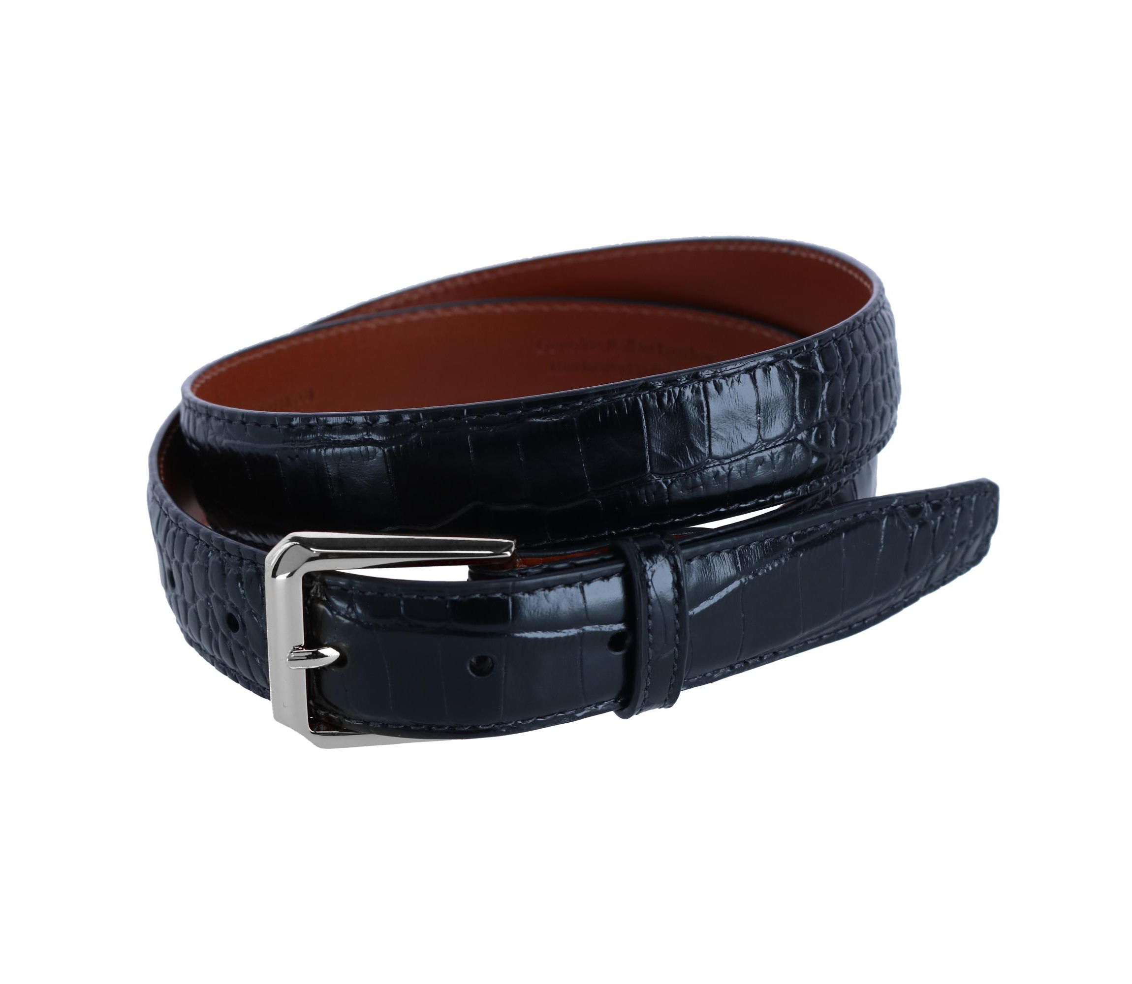 30mm Mock Alligator Embossed Italian Leather Belt