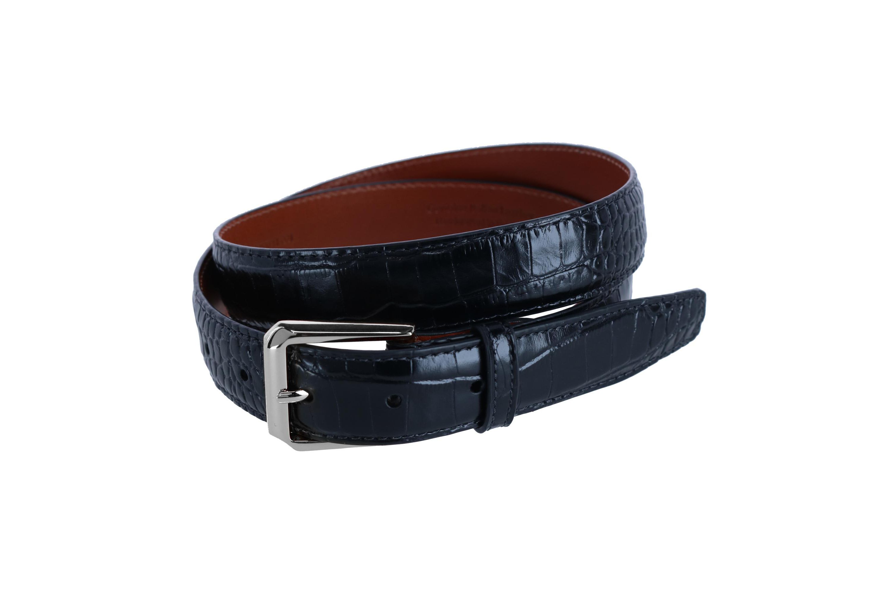 30mm Mock Alligator Embossed Italian Leather Belt