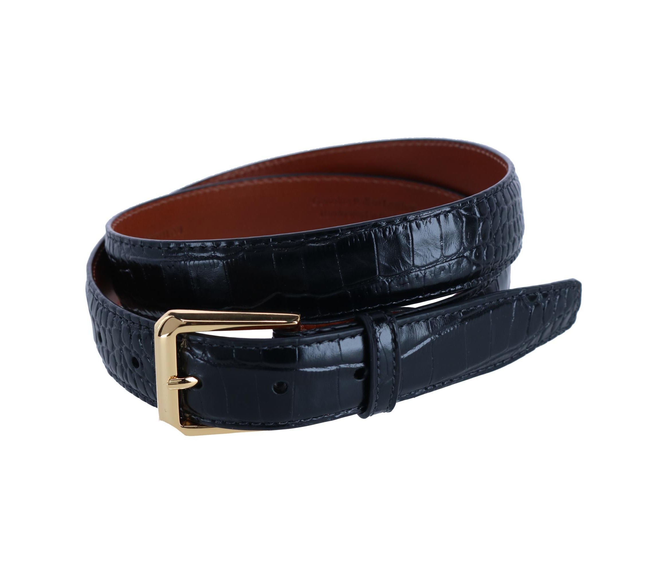 30mm Mock Alligator Embossed Italian Leather Belt