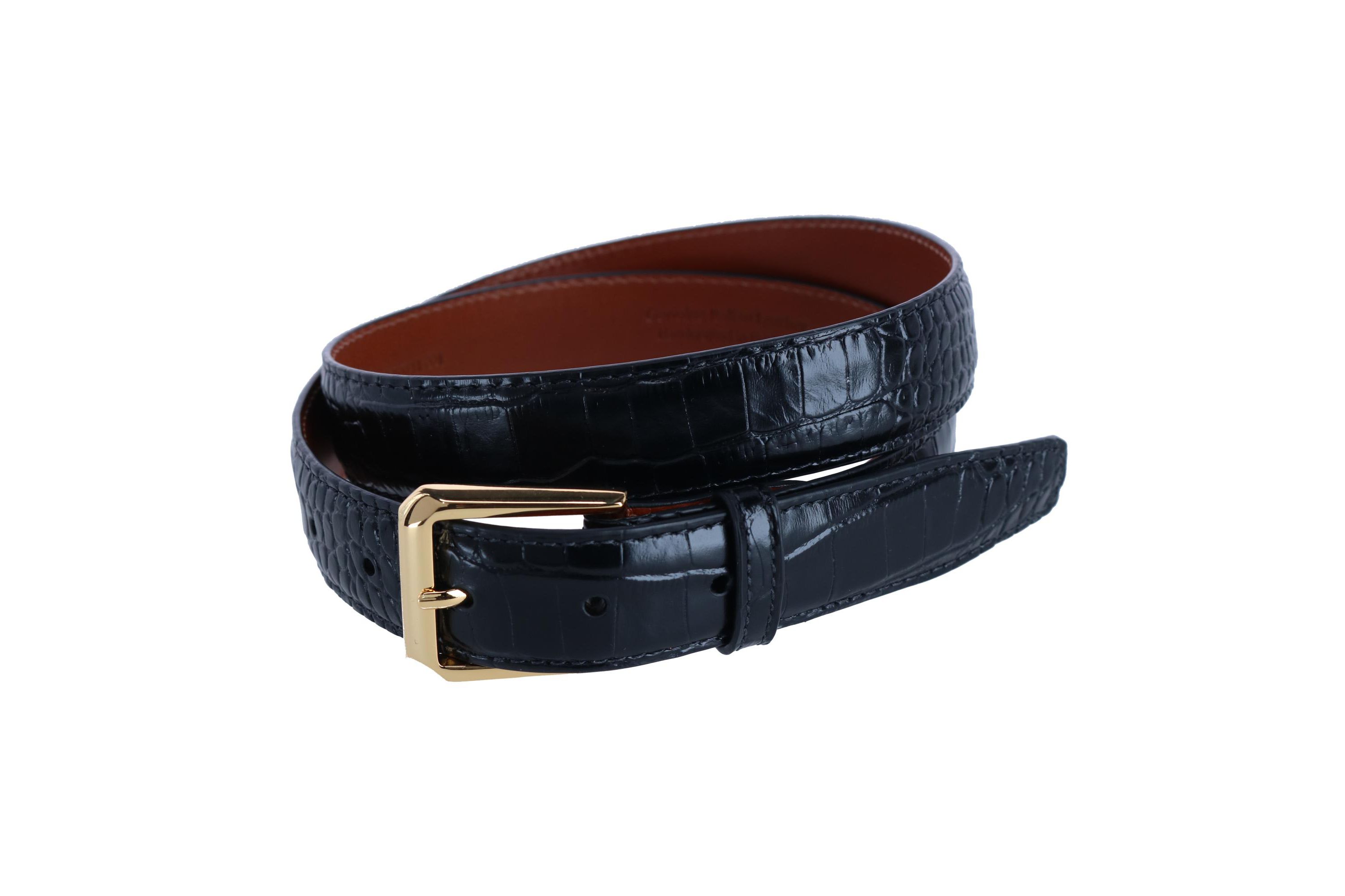 30mm Mock Alligator Embossed Italian Leather Belt