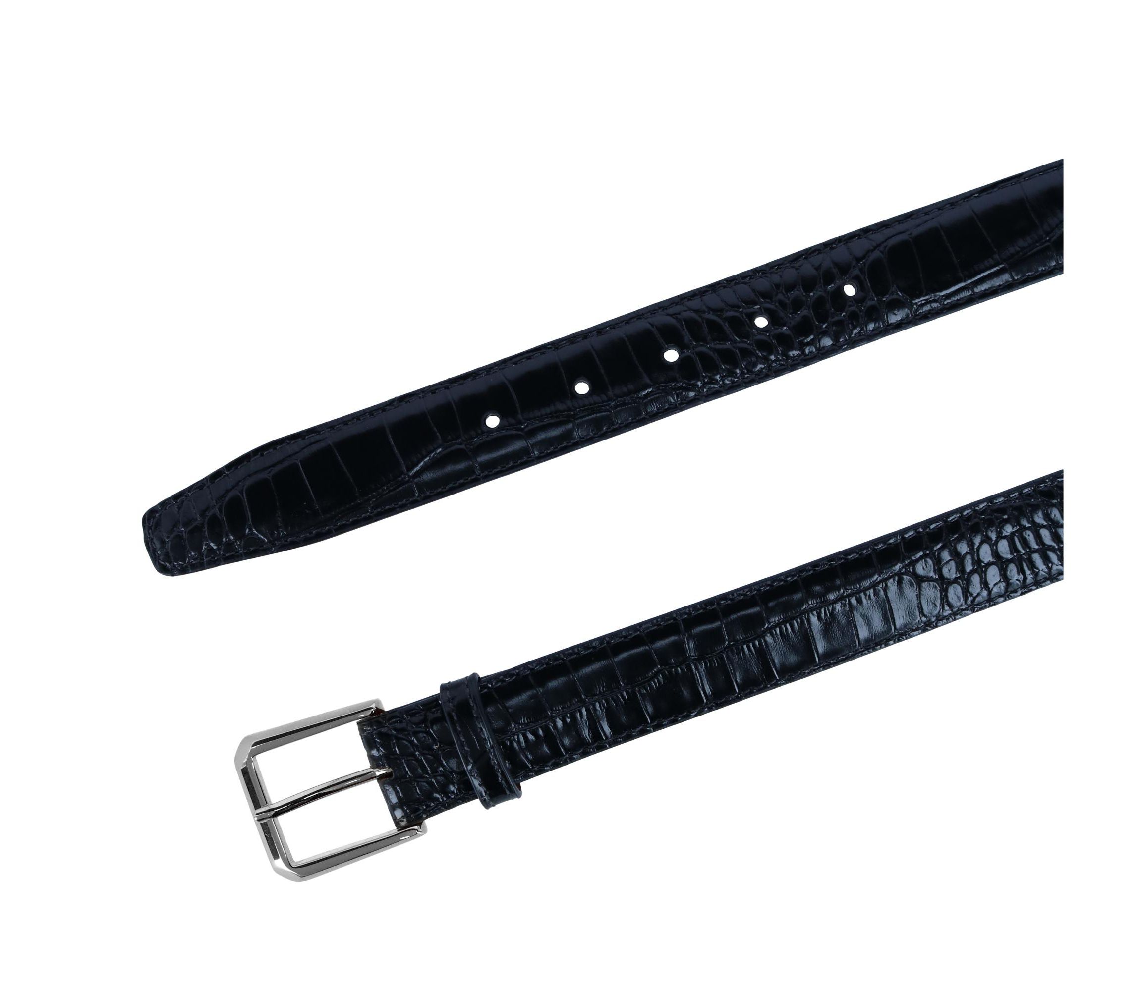 30mm Mock Alligator Embossed Italian Leather Belt