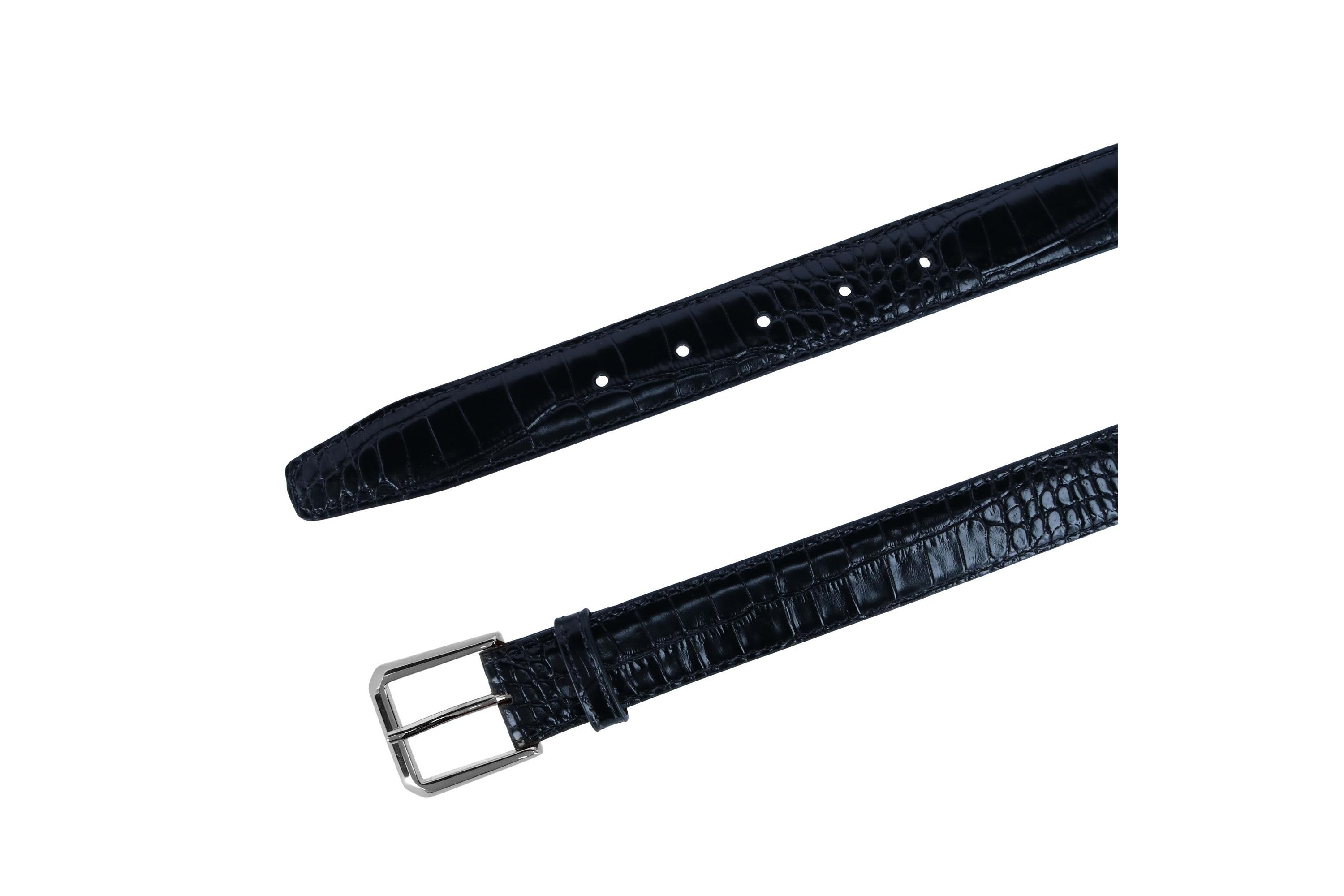 30mm Mock Alligator Embossed Italian Leather Belt