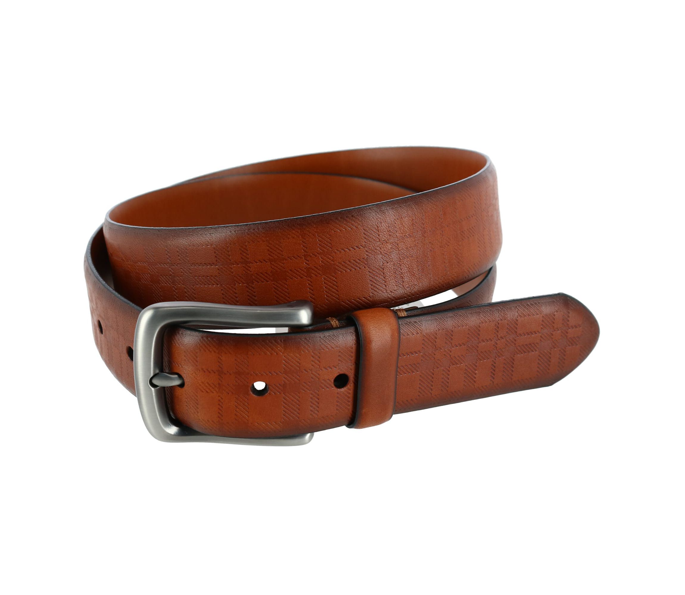Caelen Plaid Embossed Leather Belt