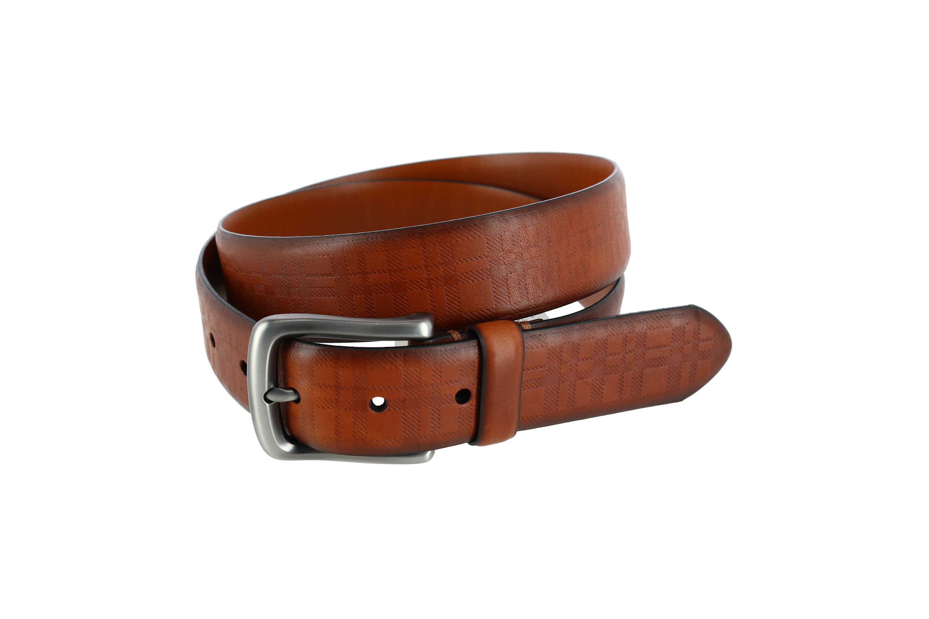 Caelen Plaid Embossed Leather Belt