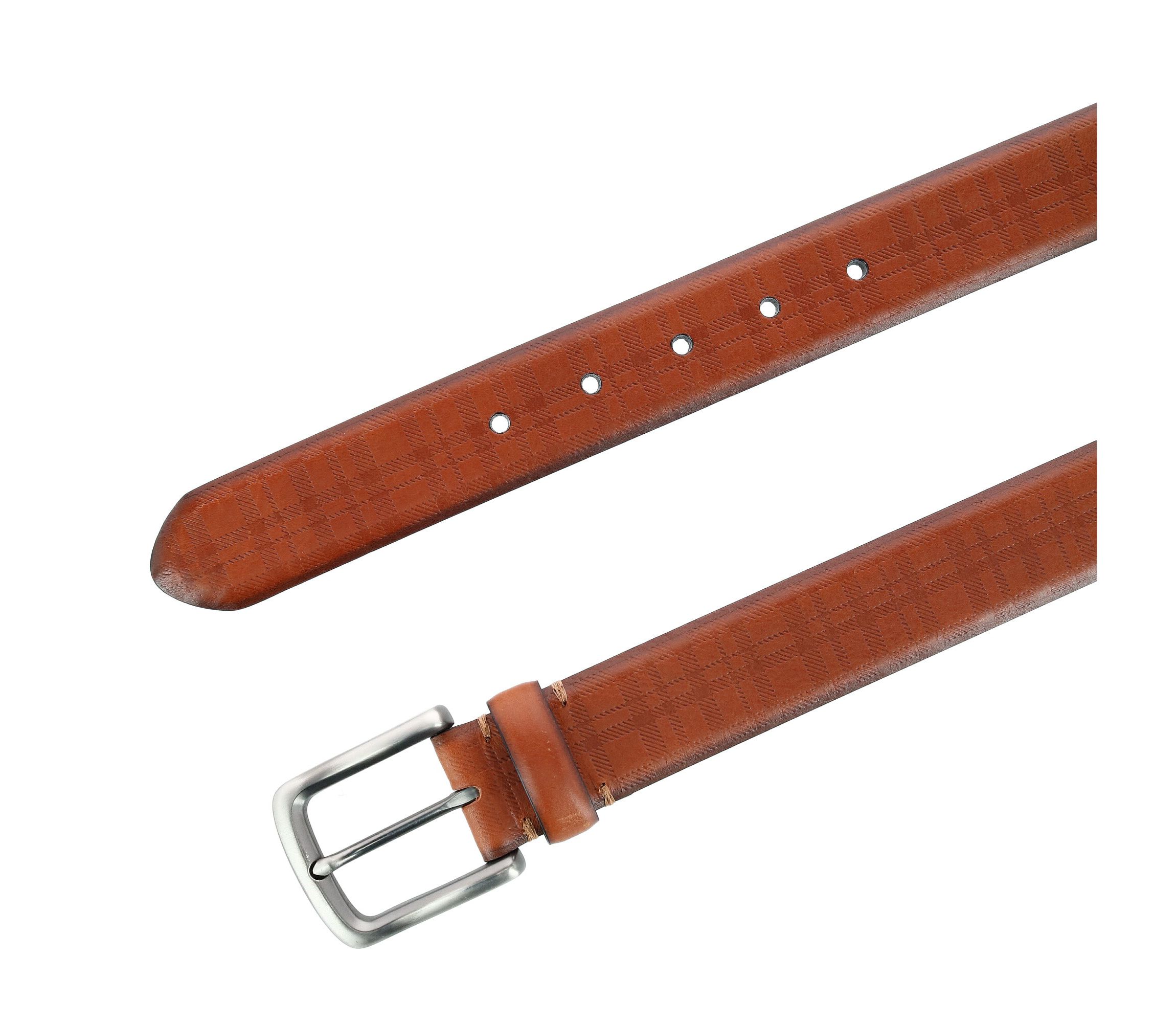 Caelen Plaid Embossed Leather Belt