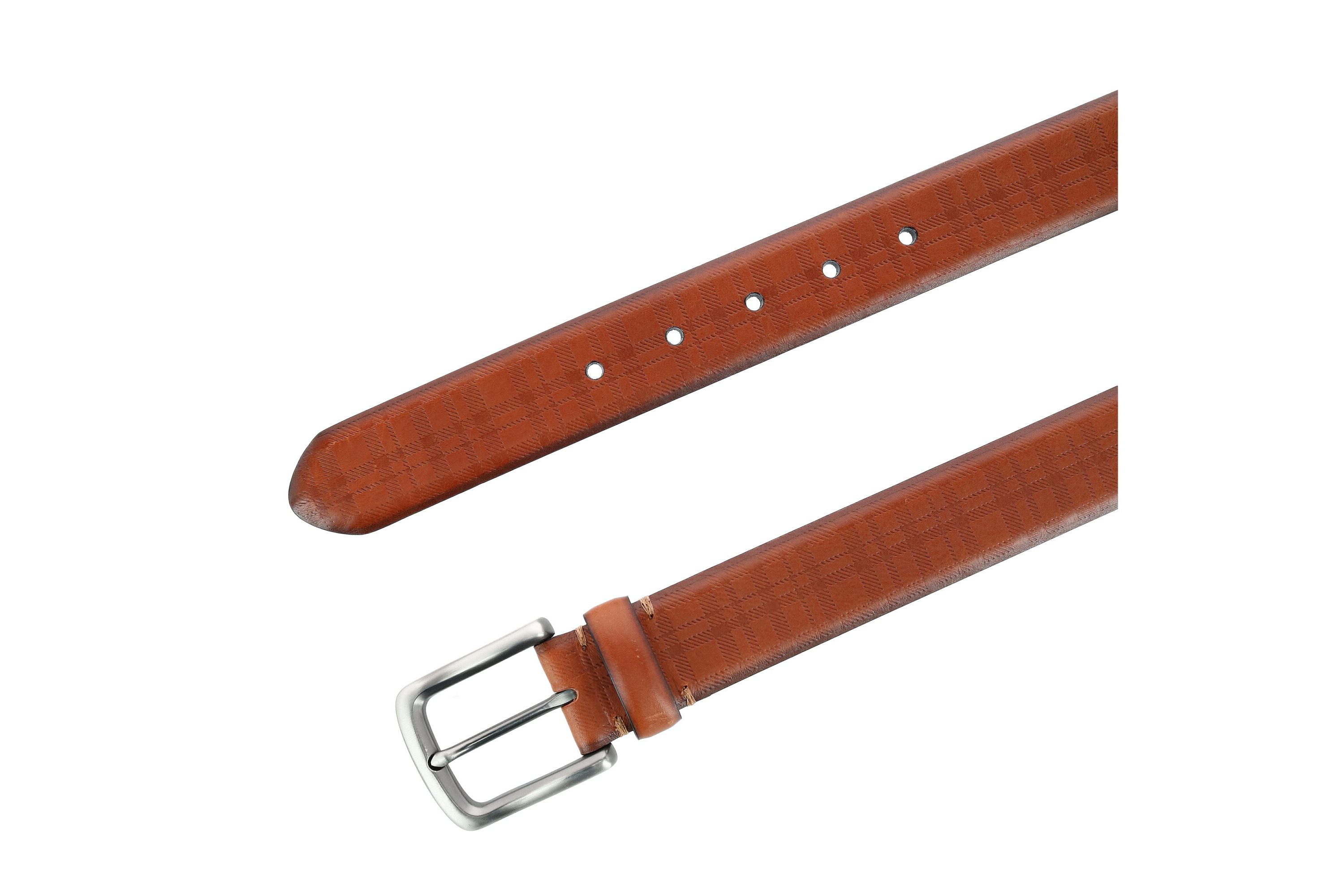 Caelen Plaid Embossed Leather Belt