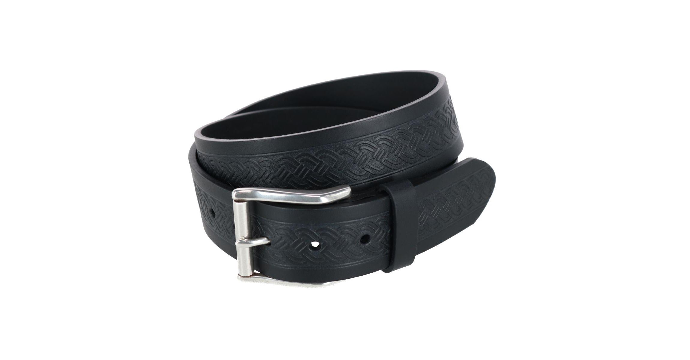 Grady 40mm Celtic Scroll Embossed Leather Jean Belt