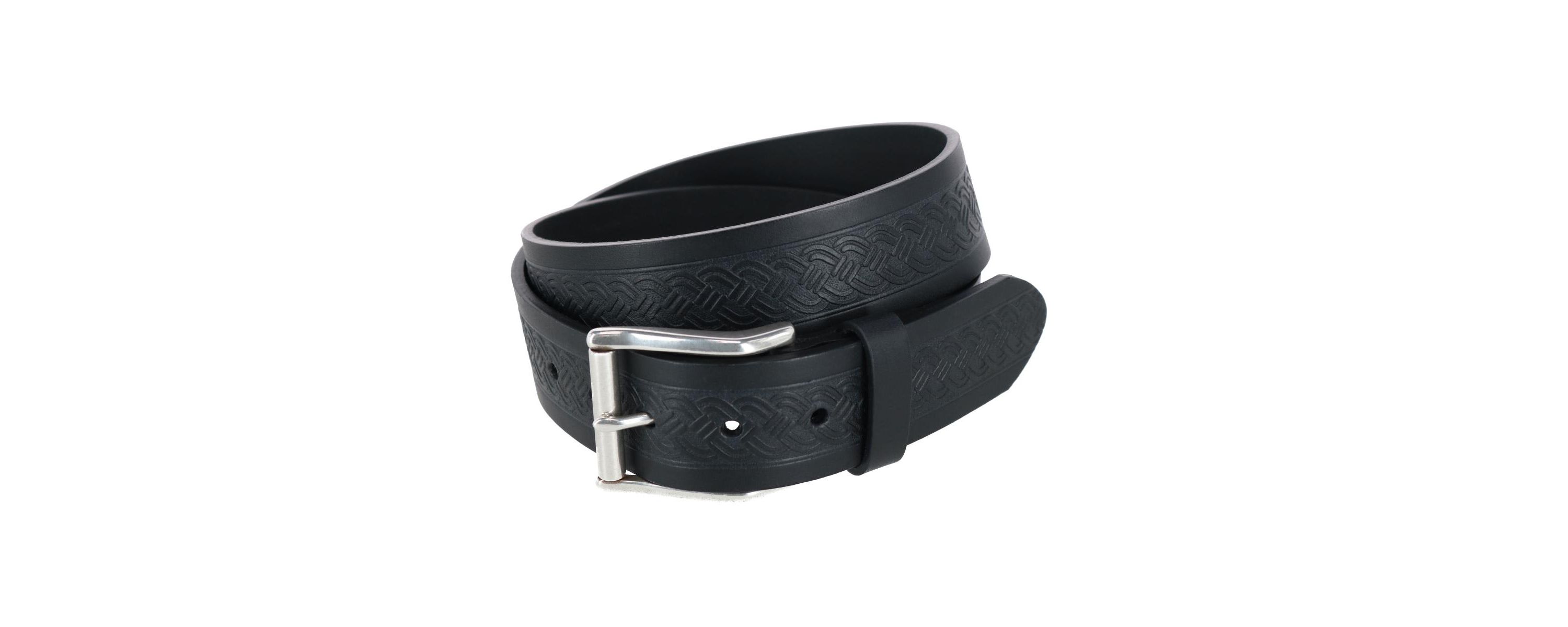 Grady 40mm Celtic Scroll Embossed Leather Jean Belt