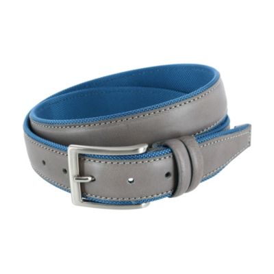 Trafalgar Men's The Back Nine 35mm Full Grain Leather with Nylon Lining Casual Golf Belt, Light Blue, 44
