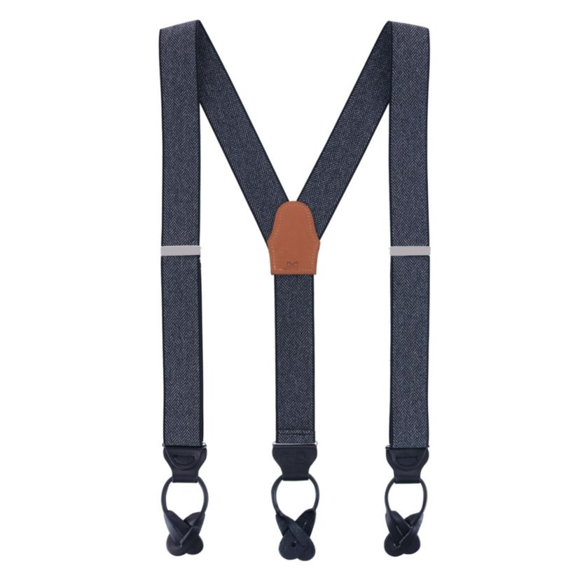 Silas Classic Herringbone Elastic Button End Braces