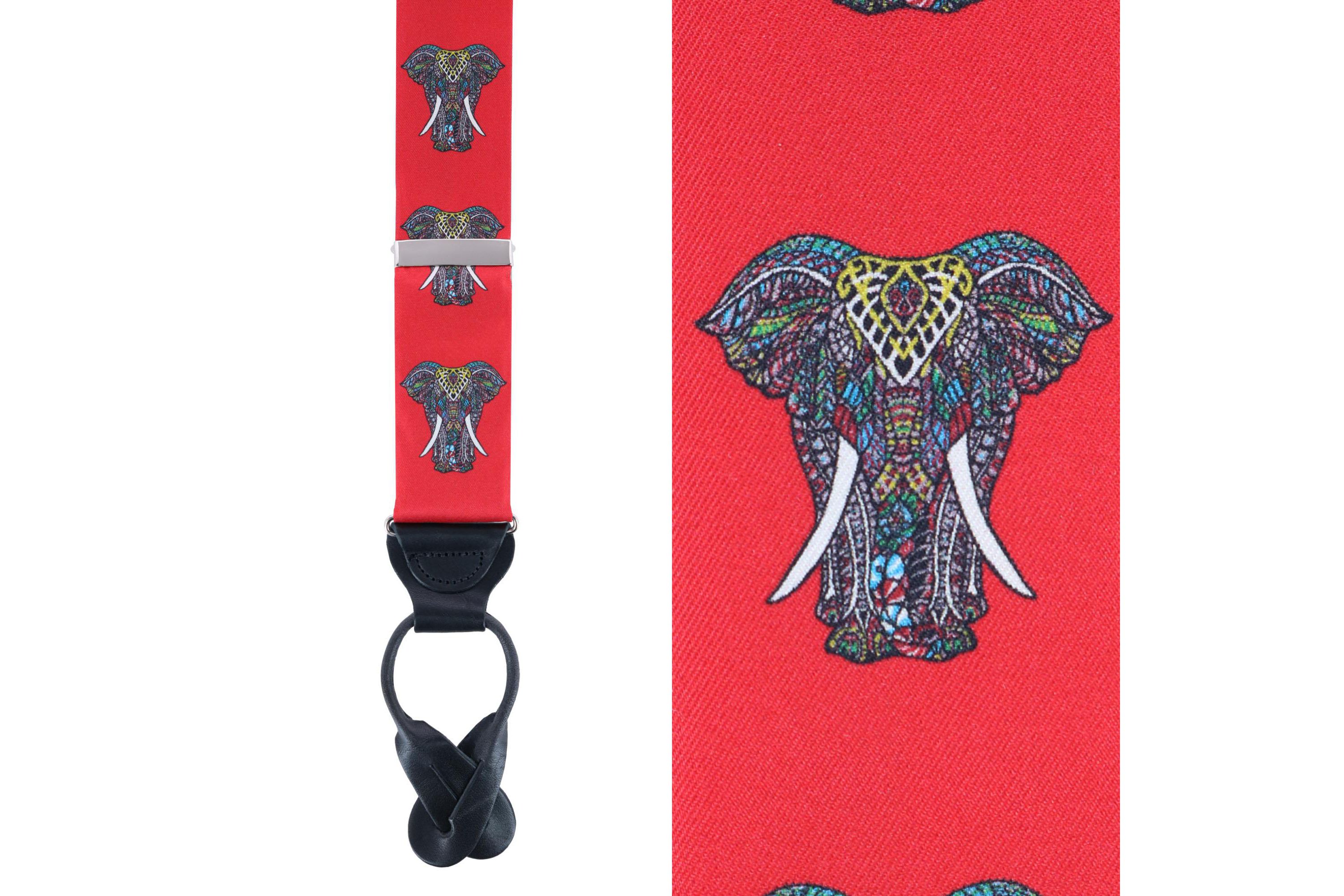 Hanno Tribal Elephant Button End Silk Braces