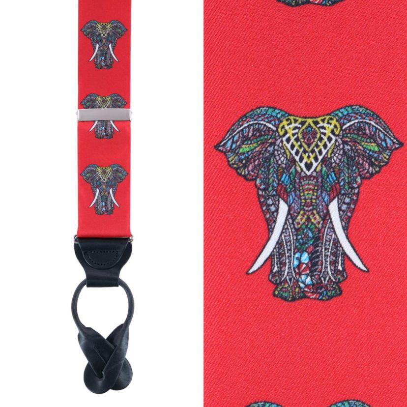 Hanno Tribal Elephant Button End Silk Braces