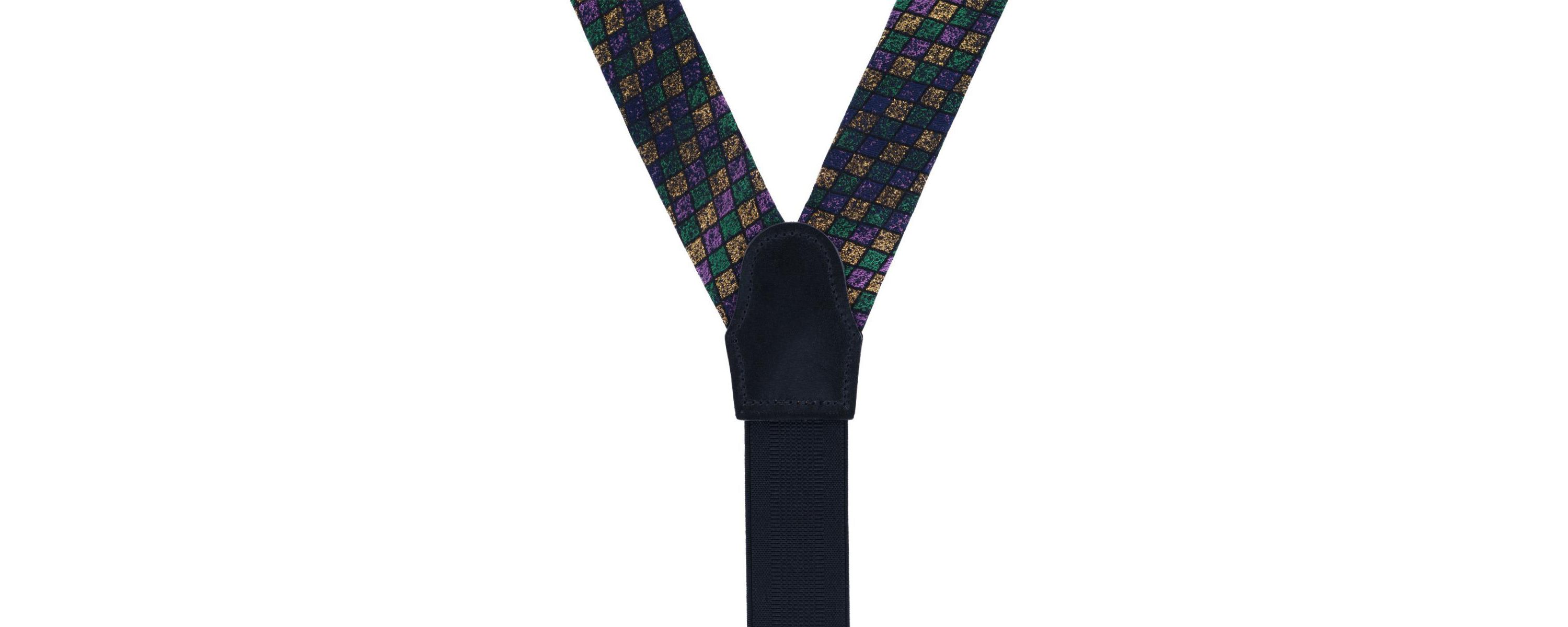 Carnival Diamond Multi-Colored Novelty Silk Button End Braces