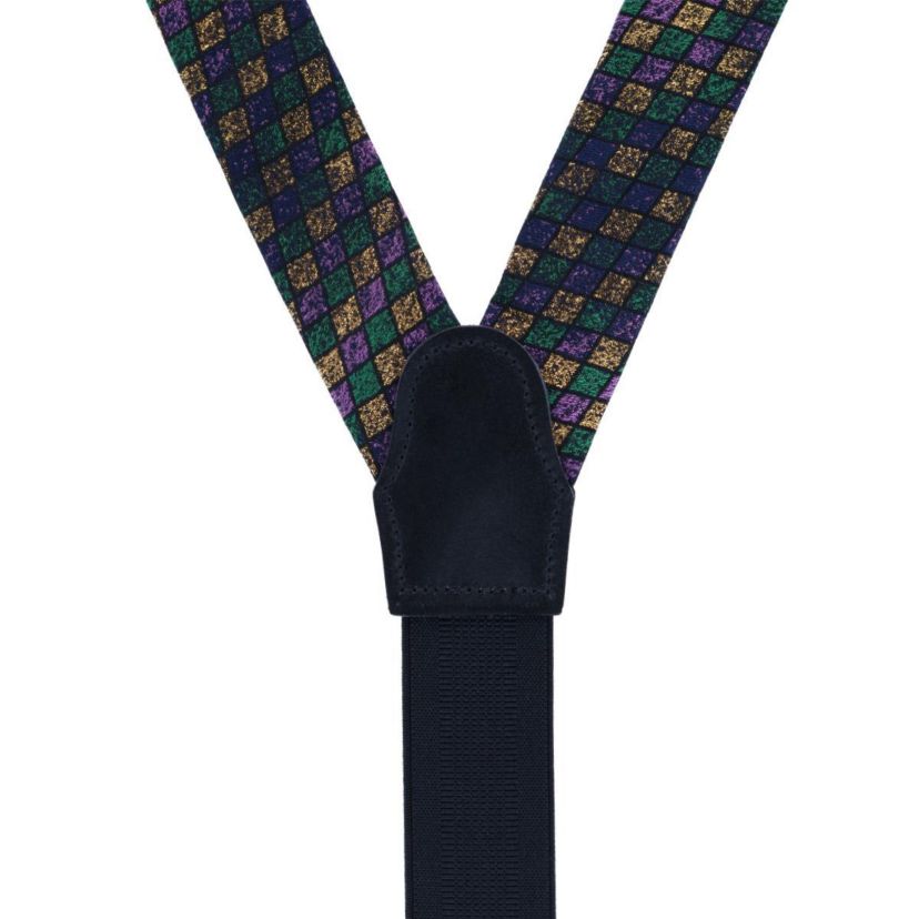 Carnival Diamond Multi-Colored Novelty Silk Button End Braces