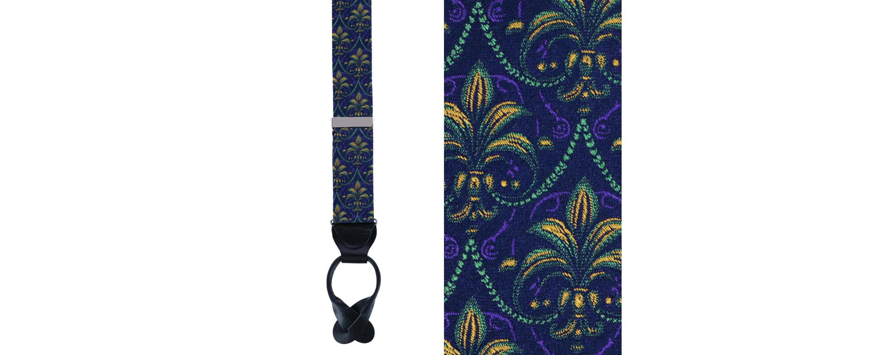 The French Quarter Fleur-de-Lis Silk Novelty Button End Braces