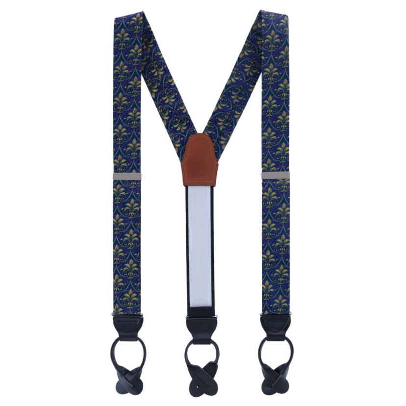 The French Quarter Fleur-de-Lis Silk Novelty Button End Braces