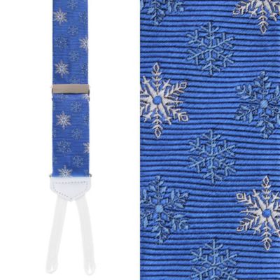 Trafalgar Men's Let It Snow Novelty Snowflake Silk Formal End Braces, Light Blue