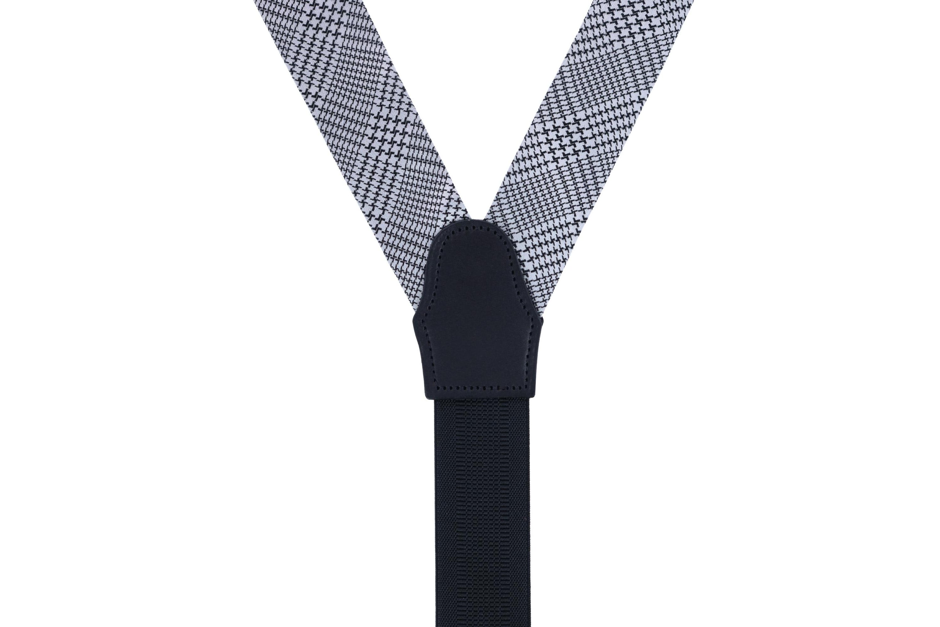 Benji The Houndstooth Plaid Silk Button End Braces