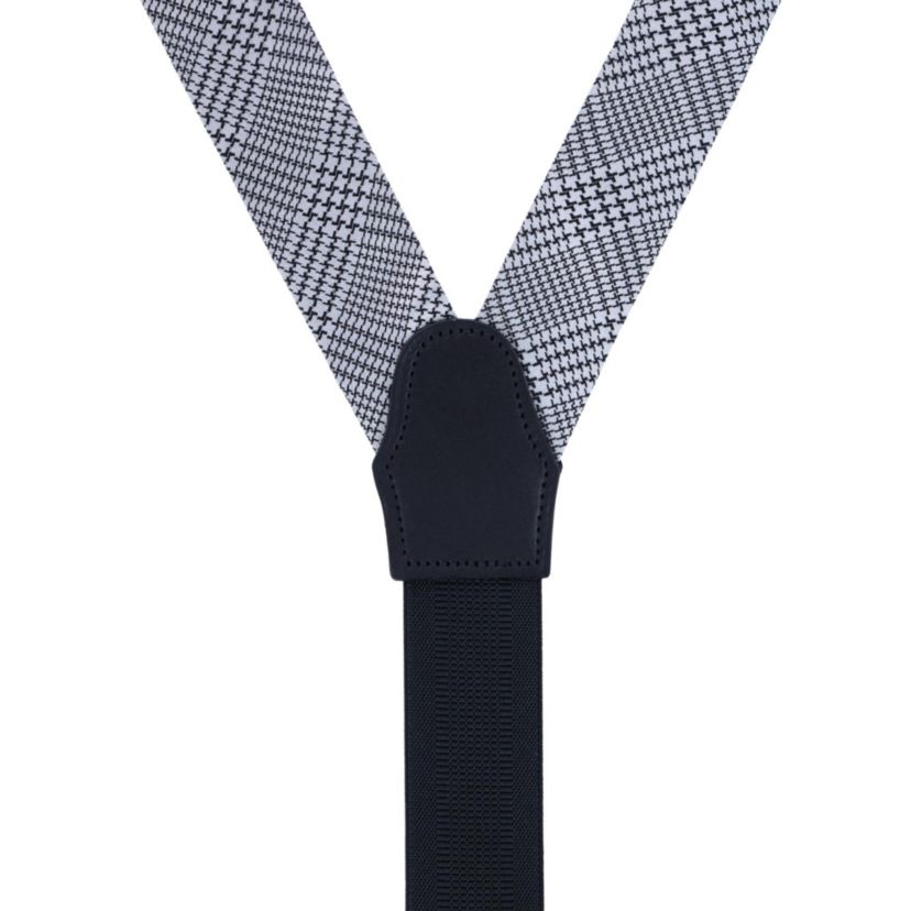 Benji The Houndstooth Plaid Silk Button End Braces