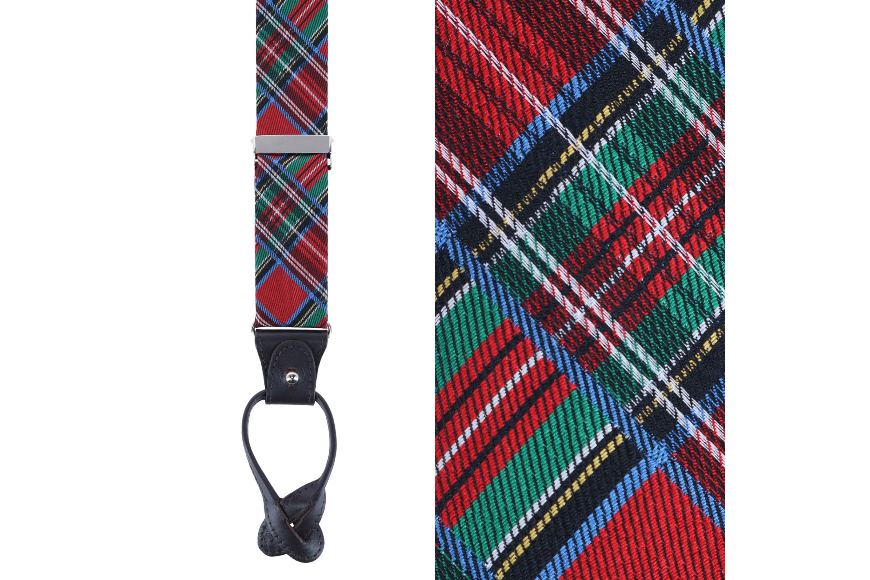 Nicholas Tartan Plaid Button End Silk Braces