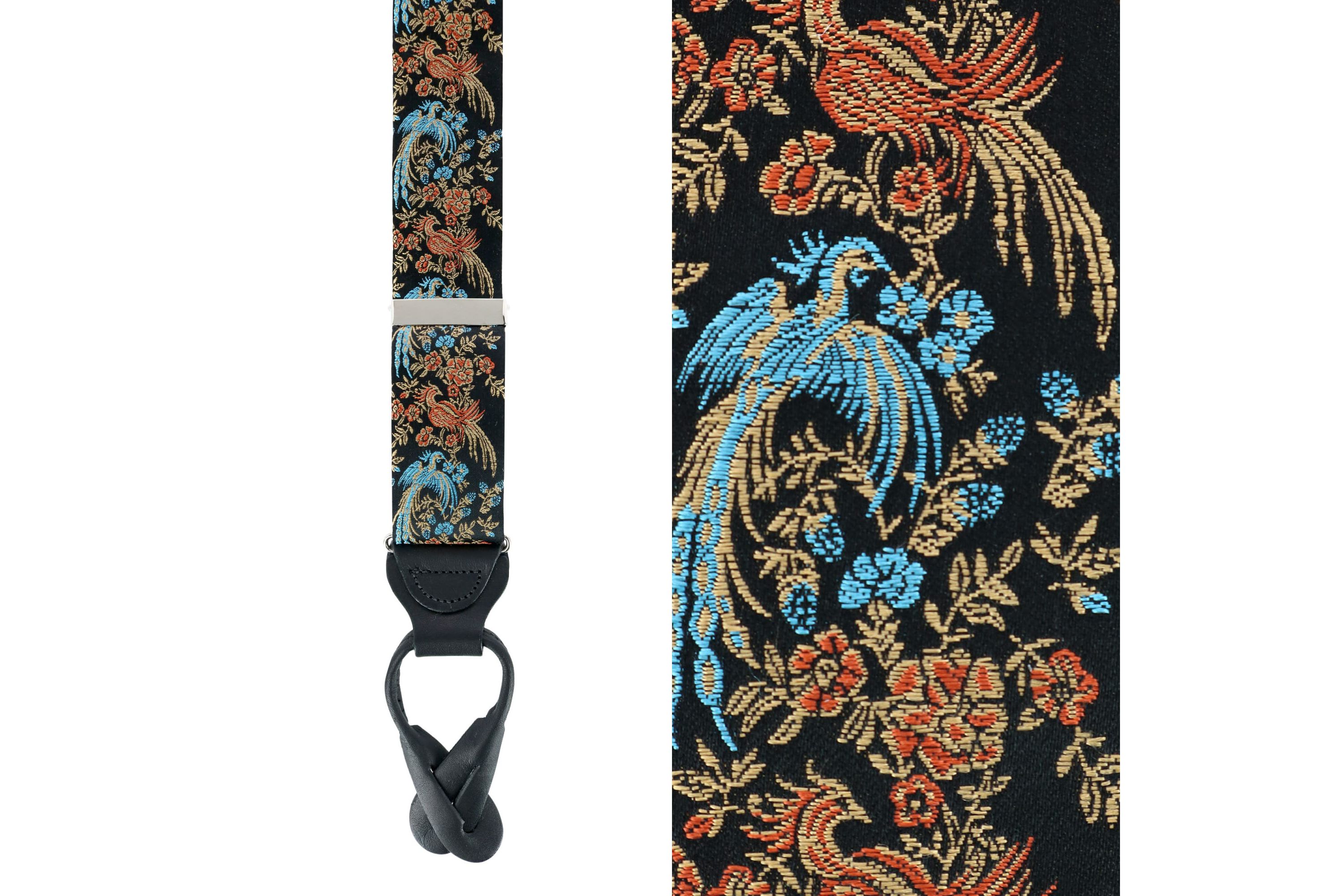 Birds of Prosperity Silk Button End Braces