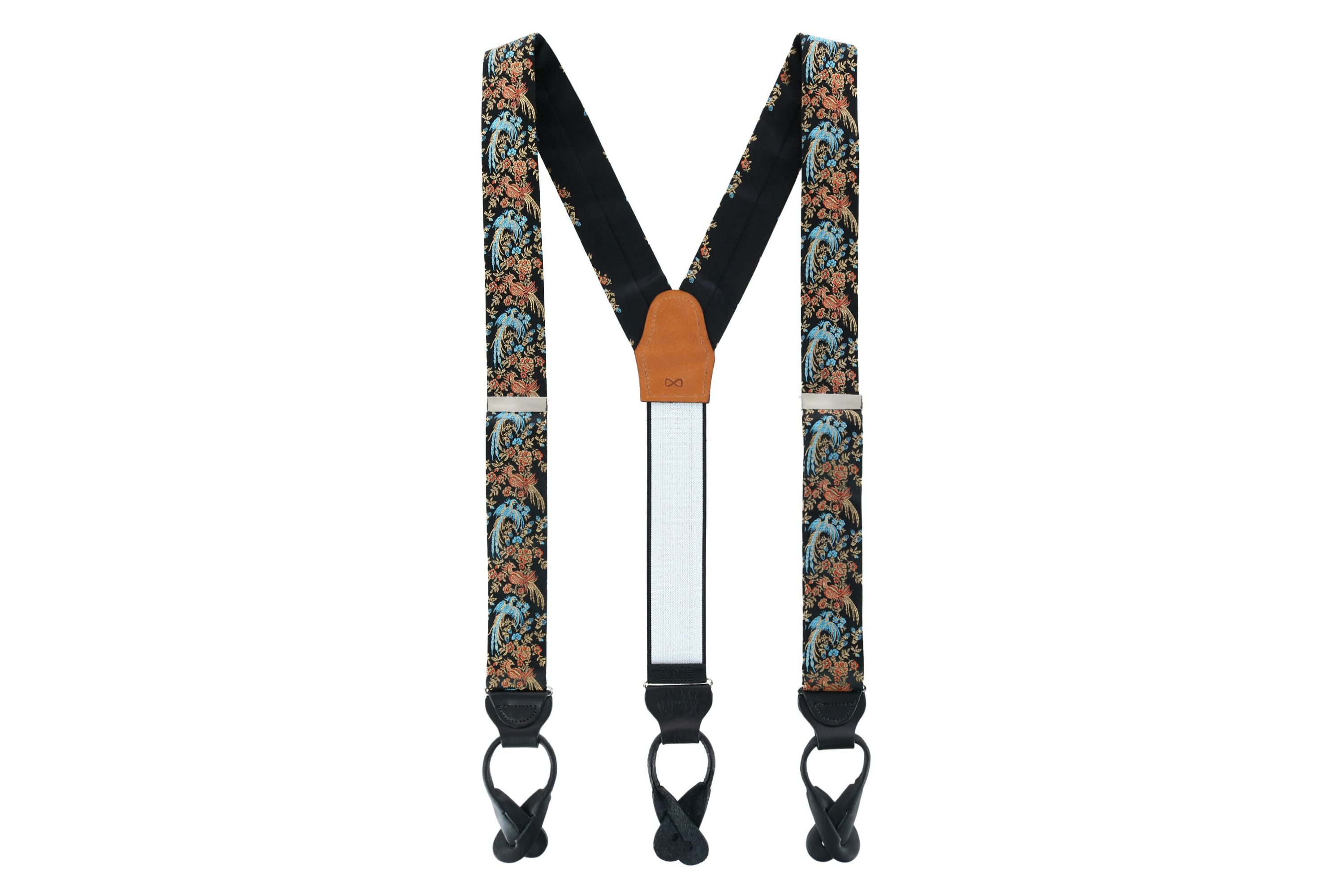 Birds of Prosperity Silk Button End Braces