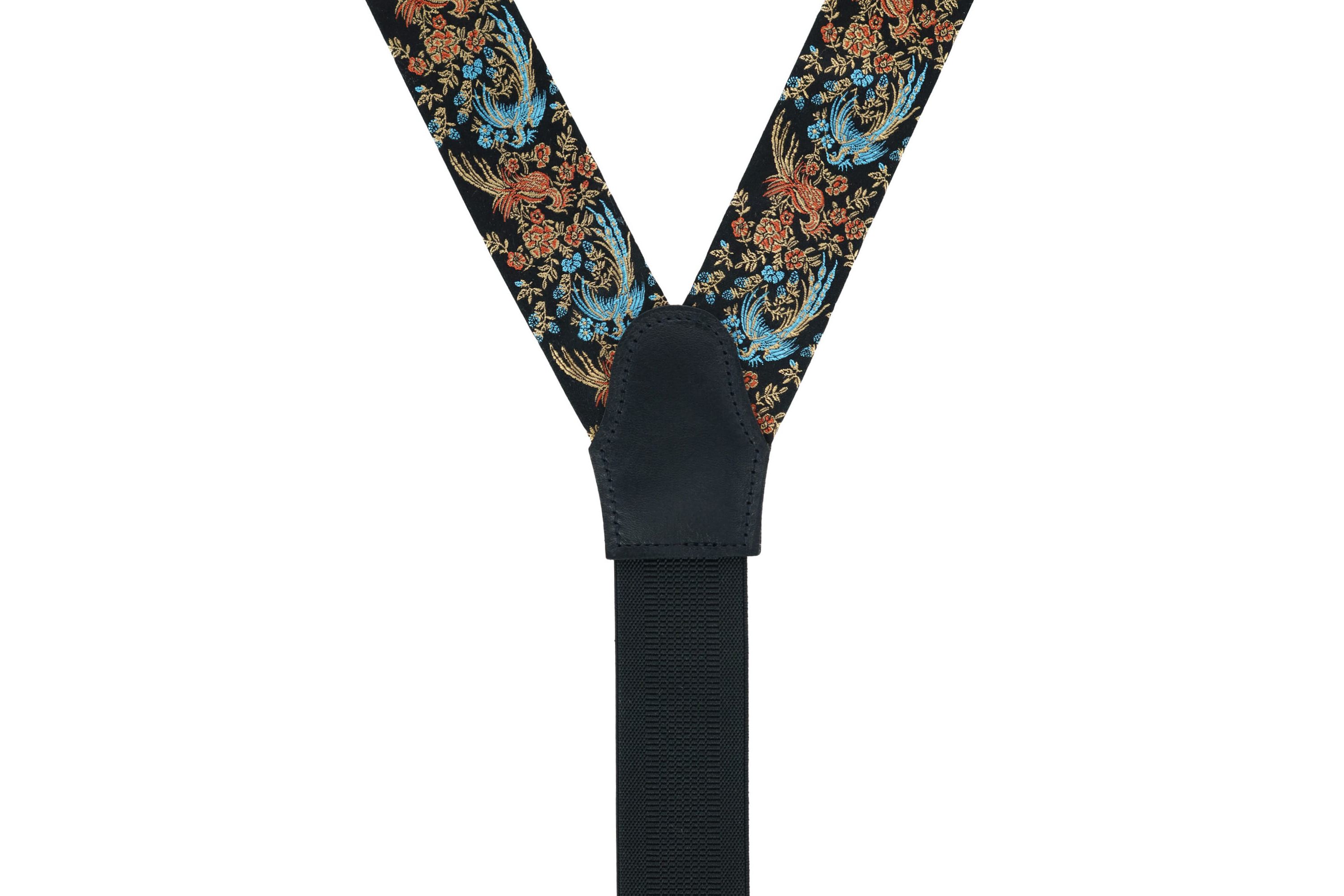 Birds of Prosperity Silk Button End Braces