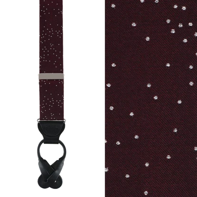 Mystere Metallic Polka Dot Silk Button End Braces