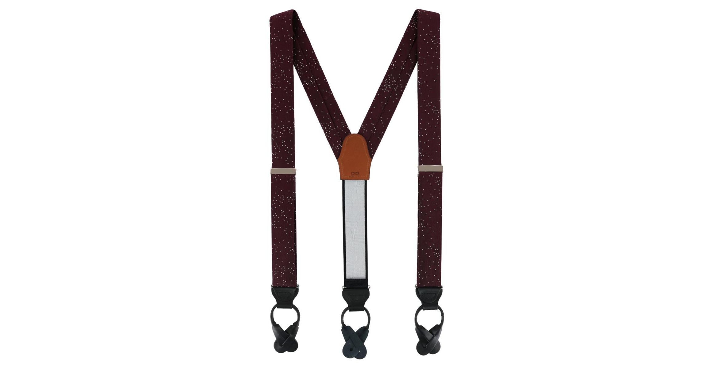 Mystere Metallic Polka Dot Silk Button End Braces