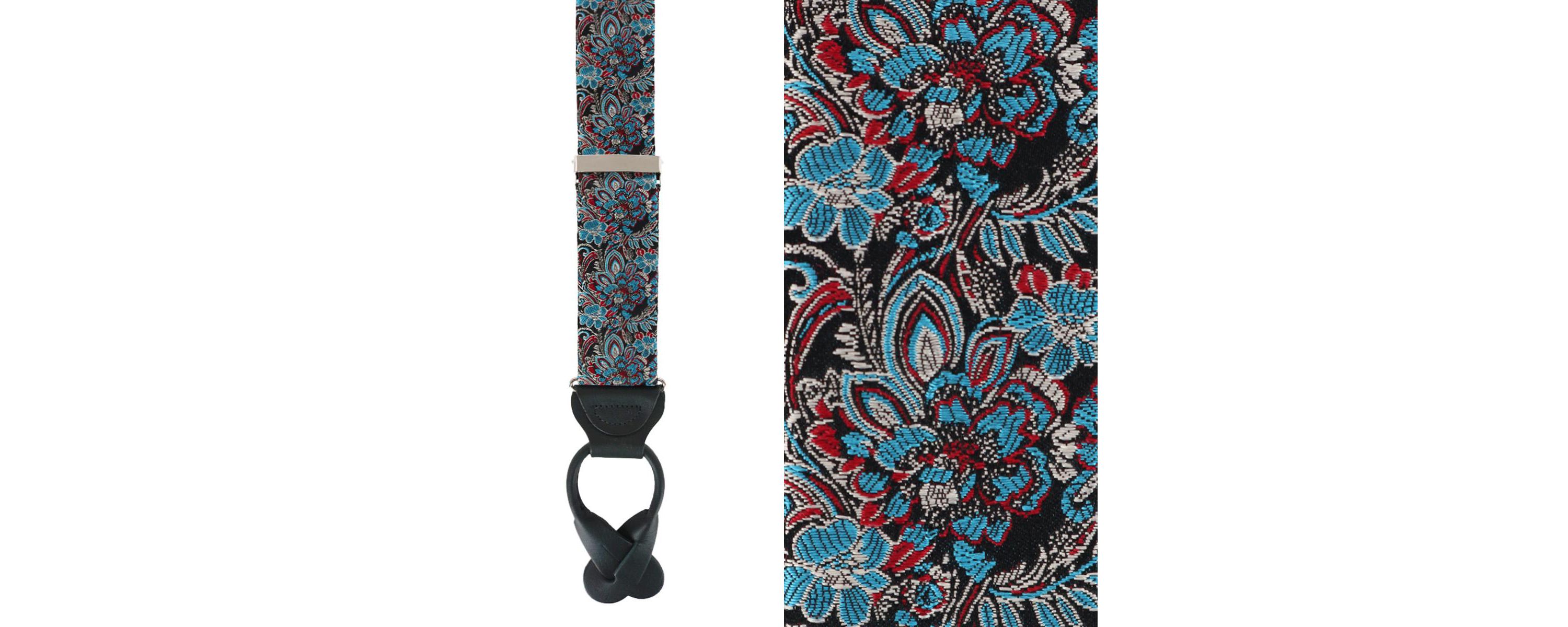Enzo Exploded Floral Silk Button End Braces