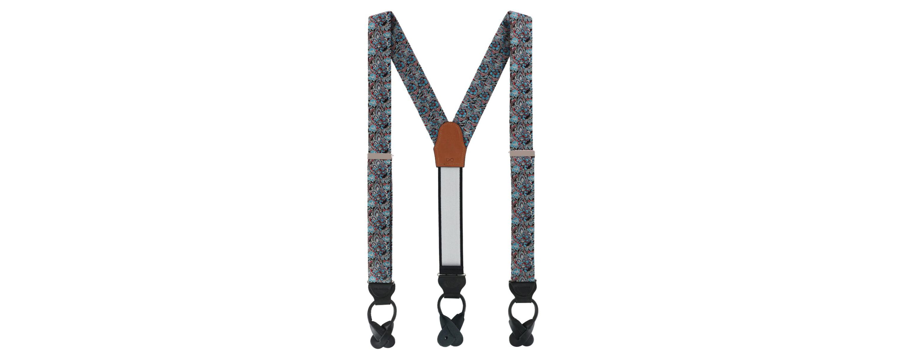 Enzo Exploded Floral Silk Button End Braces