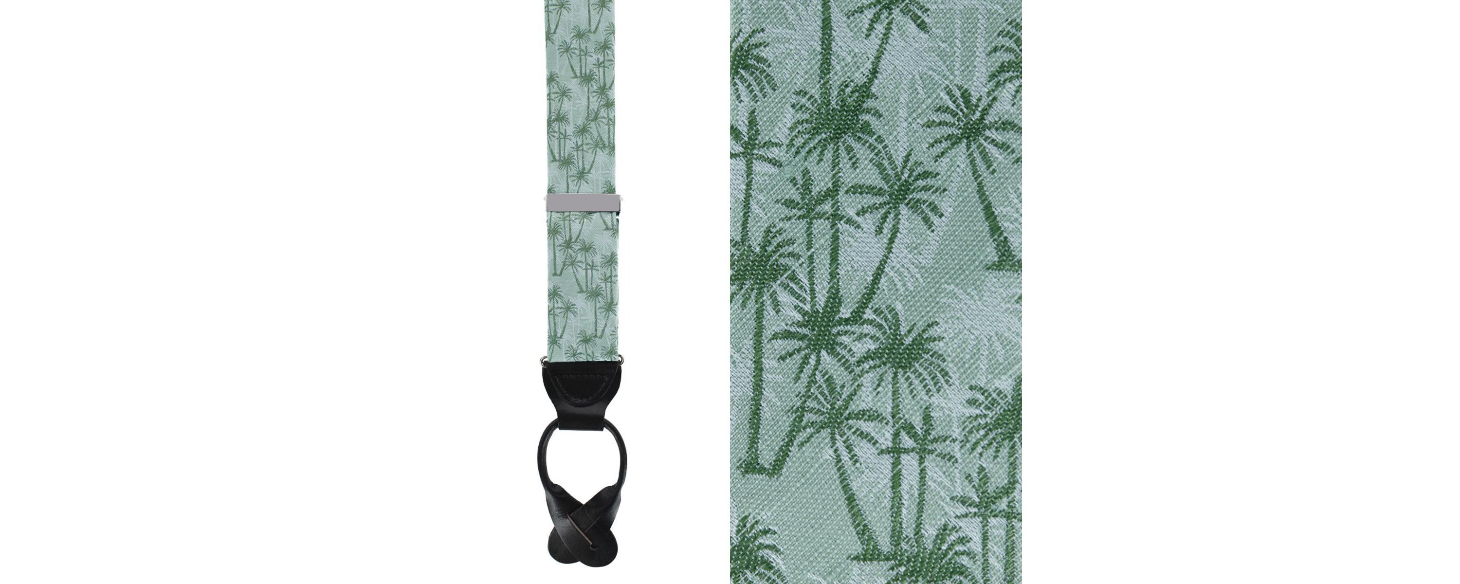 Nohea Palm Tree Linen Blend Novelty Button End Braces