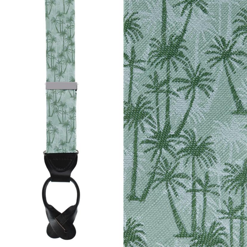 Nohea Palm Tree Linen Blend Novelty Button End Braces