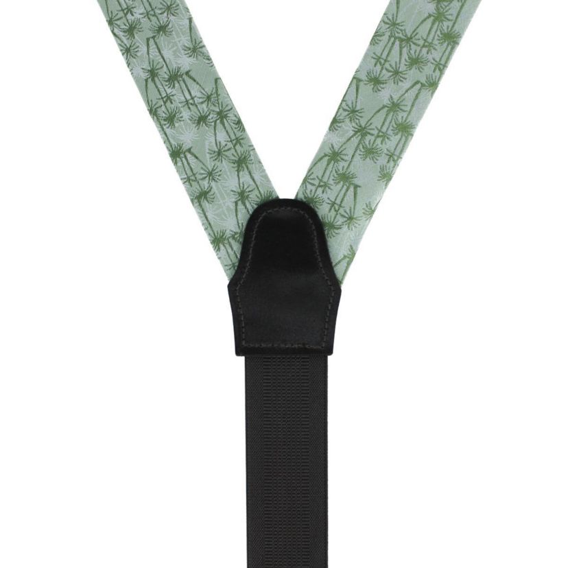 Nohea Palm Tree Linen Blend Novelty Button End Braces
