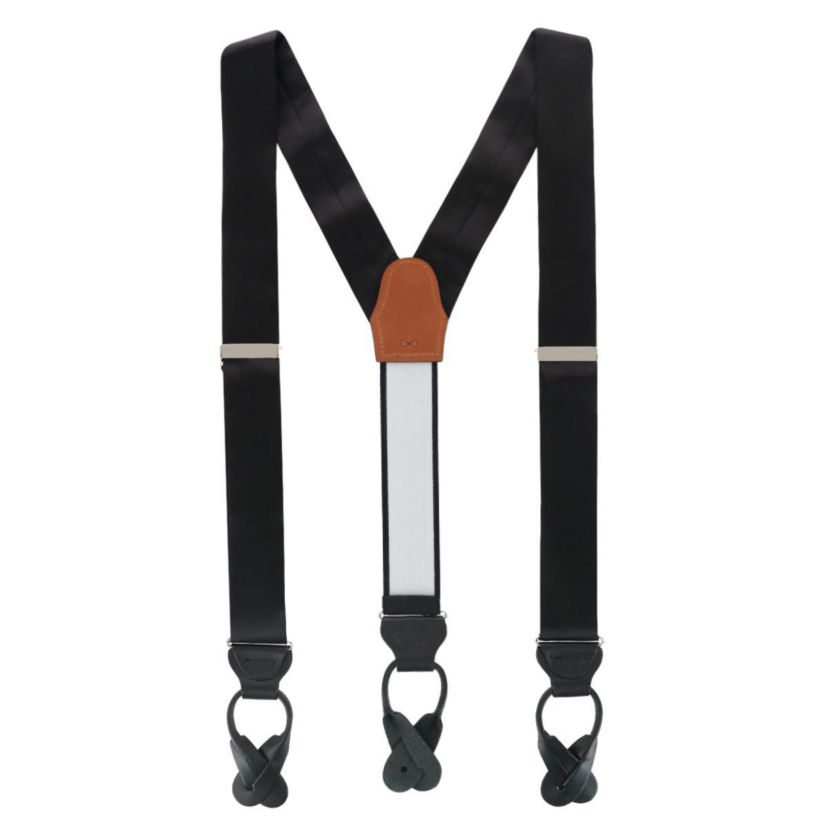 Dutton Solid Color Silk Button End Braces