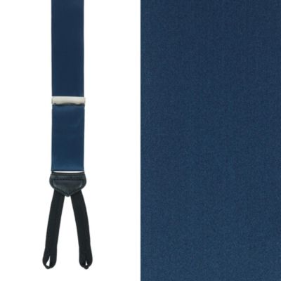 Trafalgar Men's Sutton Solid Color Silk Formal End Braces, Navy Blue
